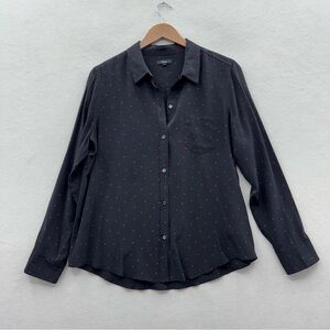 Rails Women’s Large Black Kate Red Mini Heart Button Up Silk Shirt